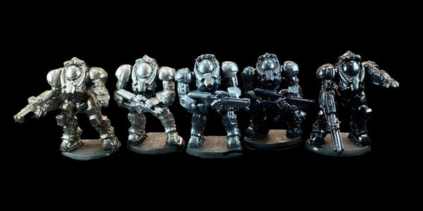 five black corsair models in shades of metallic silver