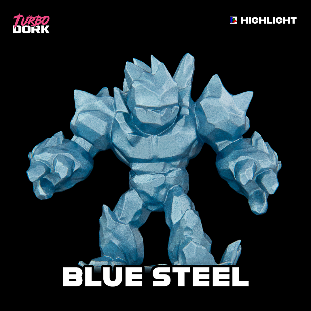 model painted with light blue metallic paint (Blue Steel)