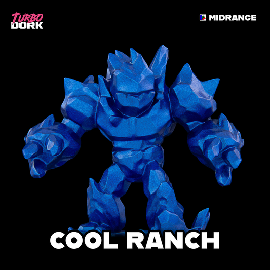 model painted with deep blue metallic paint (Cool Ranch)