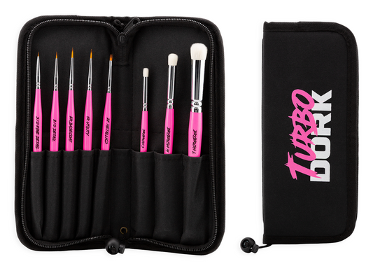 Fauxlinsky Paint Brush Set w/ Stand Case (8 Brushes)