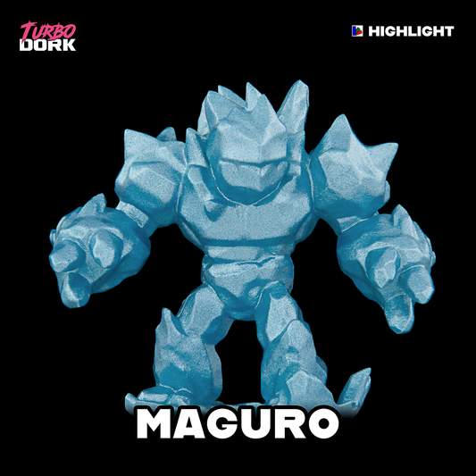 model painted with light blue metallic paint (Maguro)