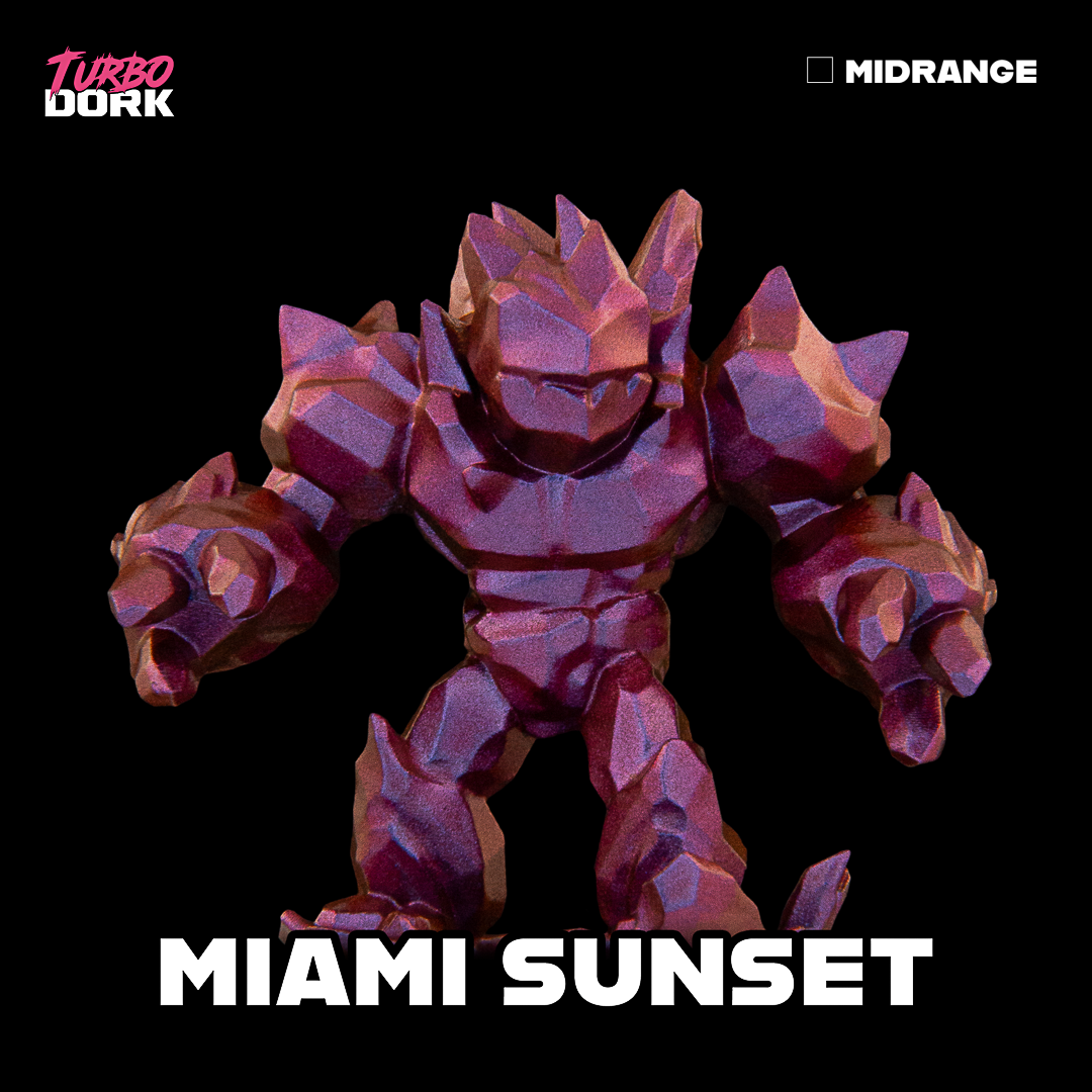model painted with purple through purplish red to orange turboshift paint (Miami Sunset)