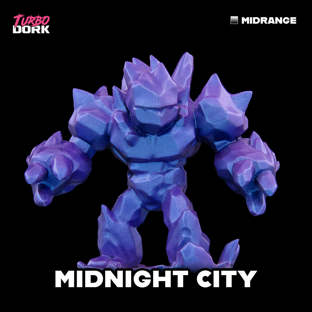 model painted with purple and blue zenishift paints (Midnight City)