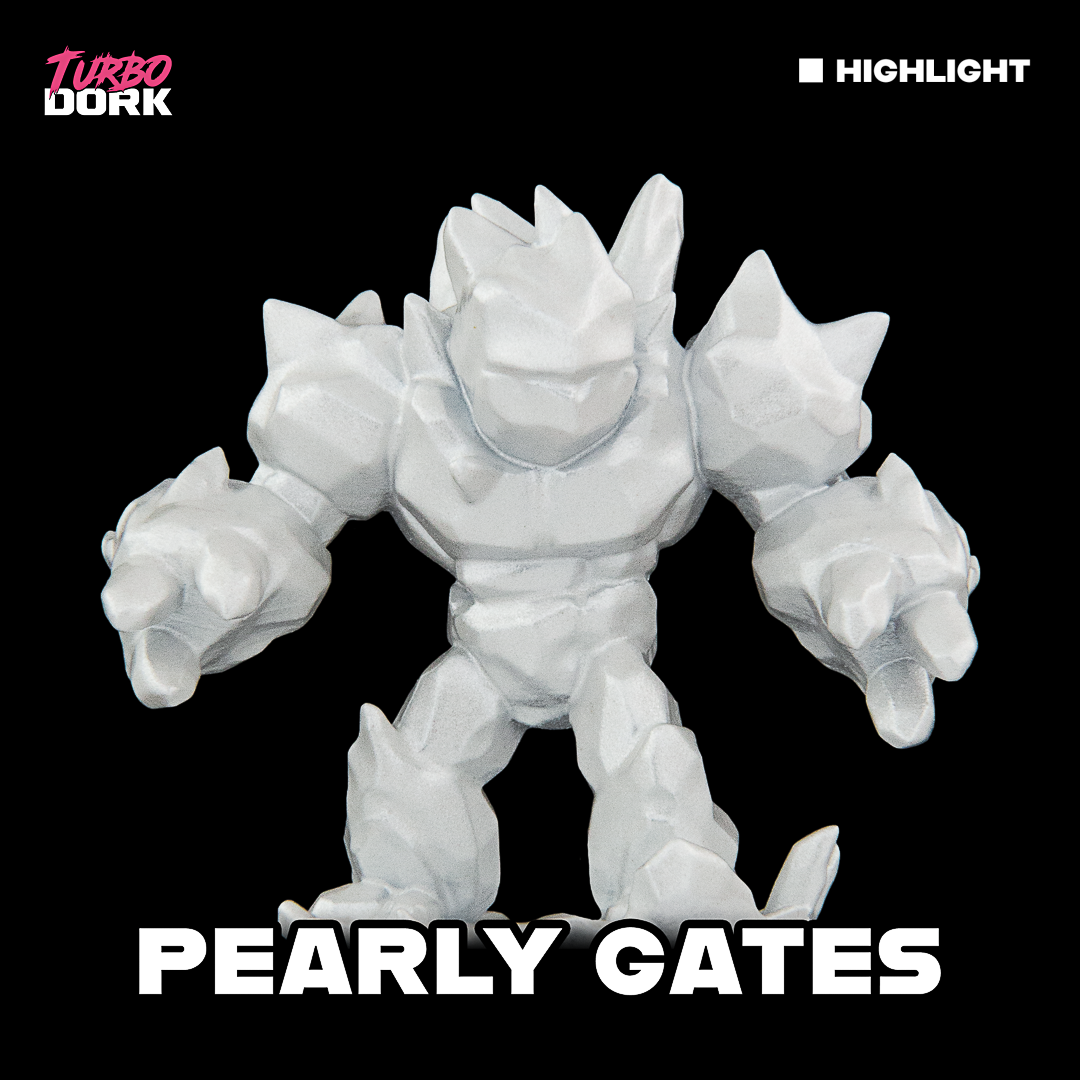 model painted with white metallic paint (Pearly Gates)
