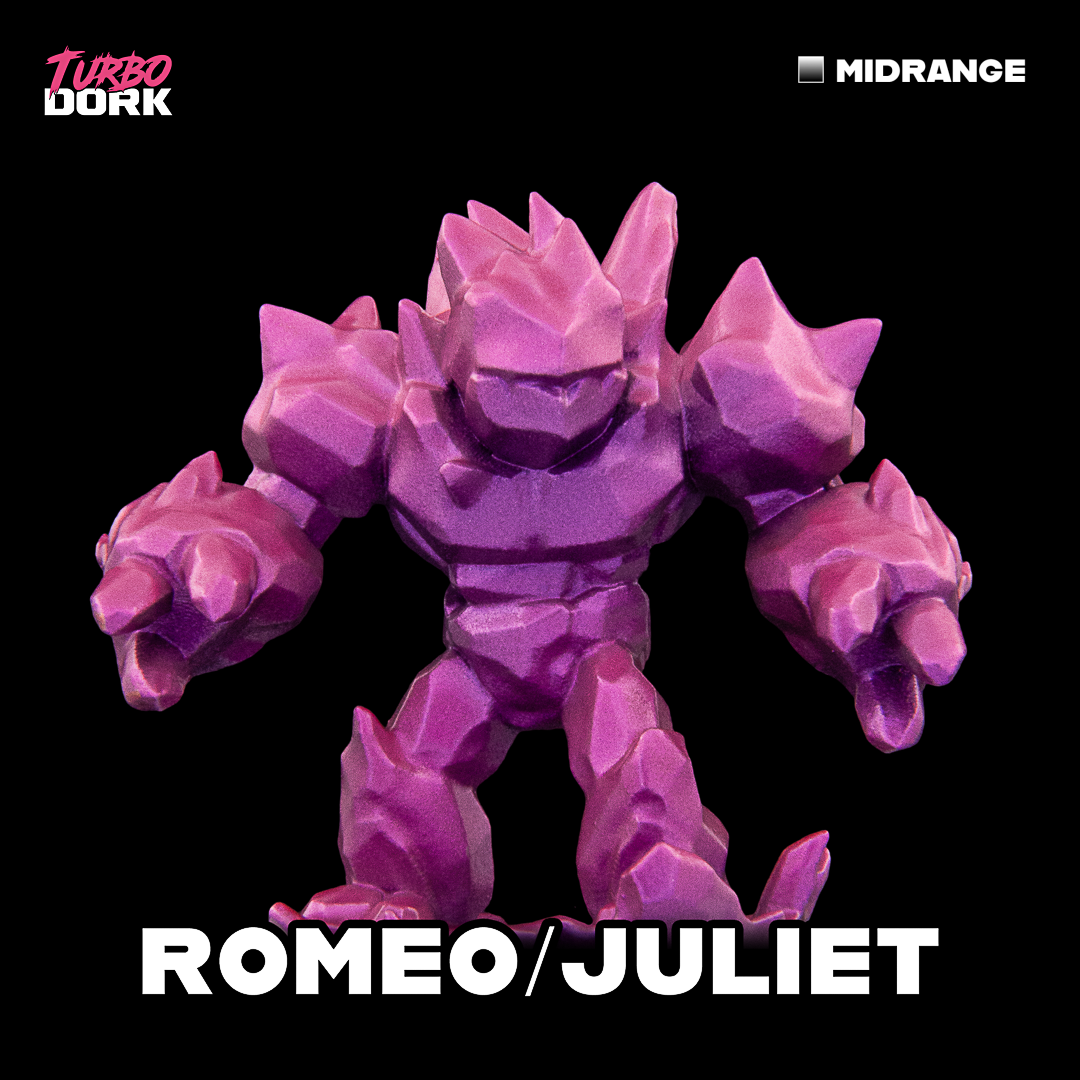model painted with purplish pink to reddish purple zenishift paint (Romeo / Juliet)