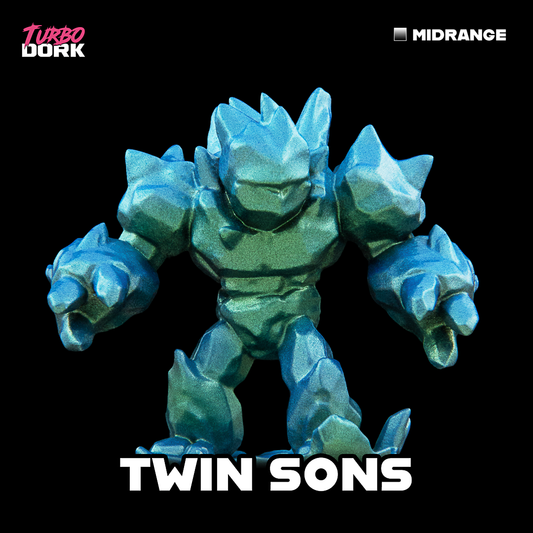 model painted with bluish green to brilliant green zenishift paint (Twin Sons)