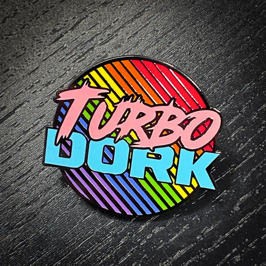Turbo Dork Pride logo anodized pin