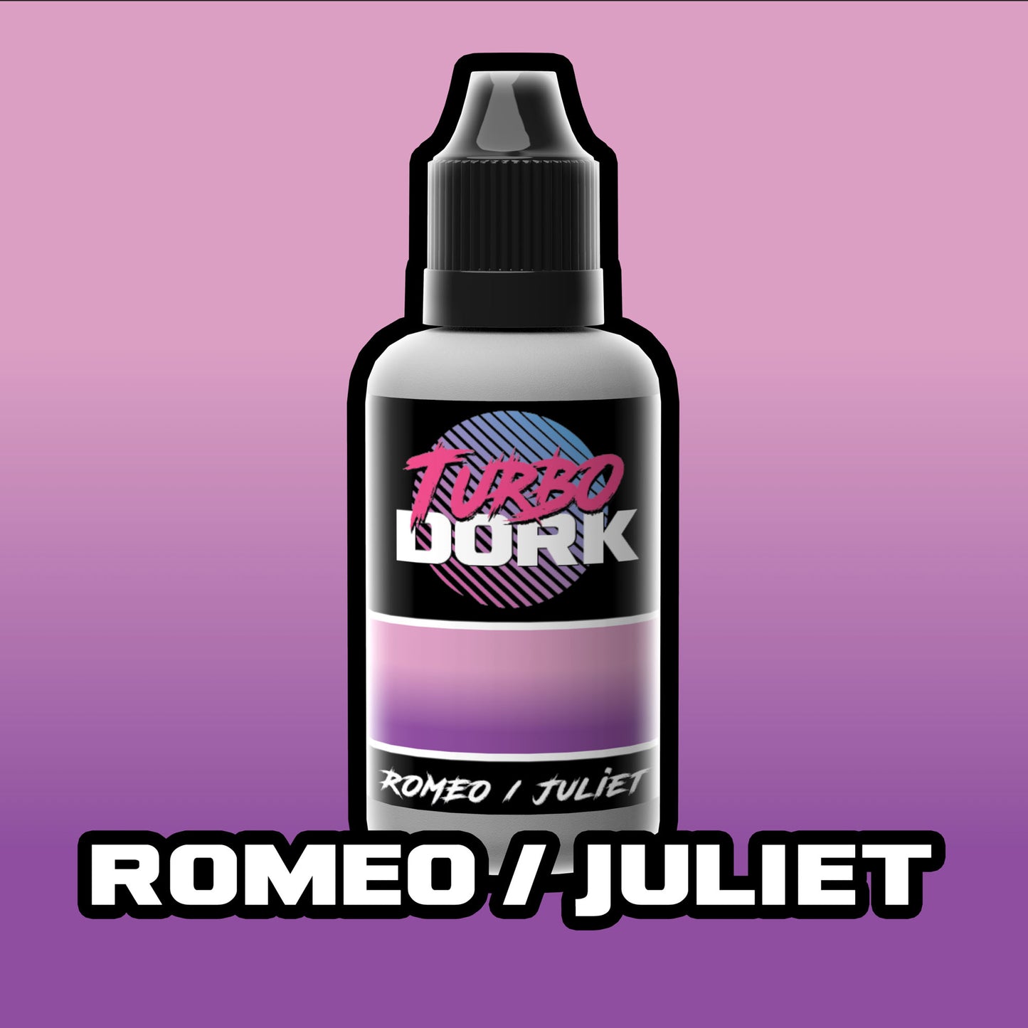 bottle of pink and purple zenishift paint (Romeo + Juliet)