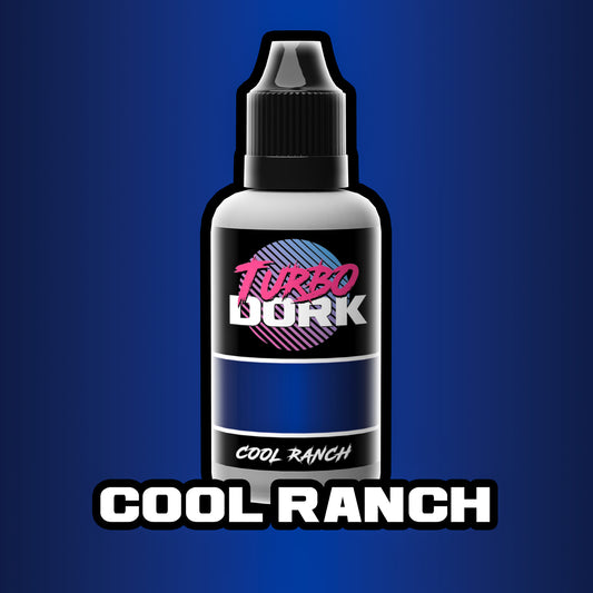 bottle of deep blue metallic paint (Cool Ranch)