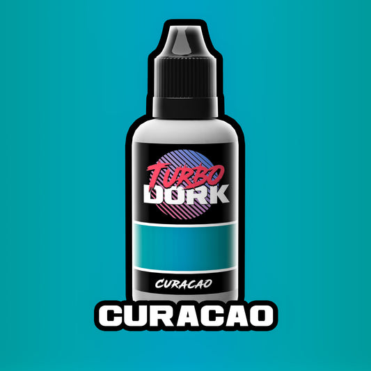 bottle of turquoise metallic paint (Curacao)