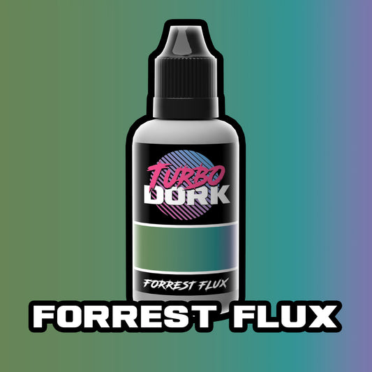 bottle of green, turquoise, and purple turboshift paint (Forrest Flux)