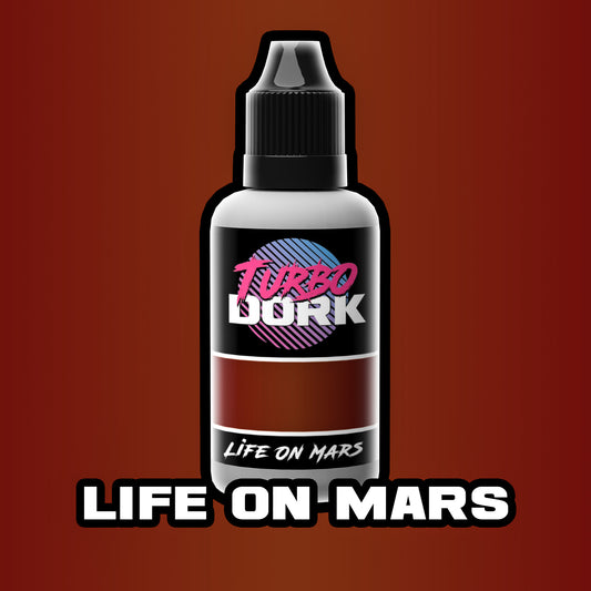 bottle of orangish red metallic paint (Life on Mars)
